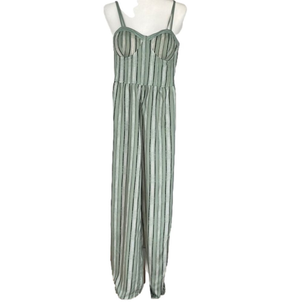 Band of Gypsies green striped women’s romper/ jumpsuit corset top size 6